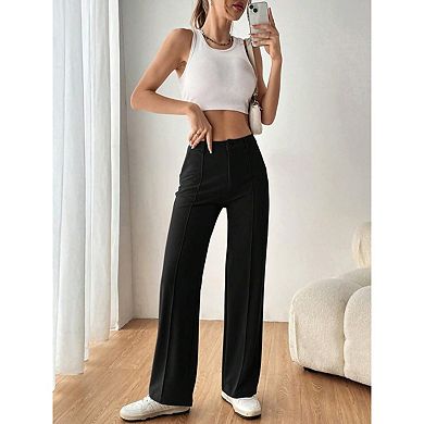 Women's Stretch Straight Leg Pants High Waist Casual Pants