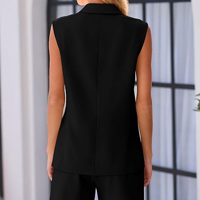 Women's Professional Commute Blazer Set Premium Double-Breasted Short Sleeve Shorts Work Outfit