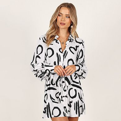 Women Button Down Shirt Dress with Belt