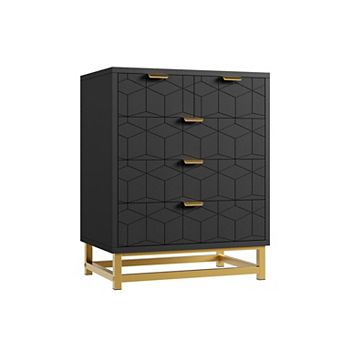 5 Drawer Dresser, Chest of Drawers w/Metal Base, Dresser Chest Cabinet Organizer for bed Room