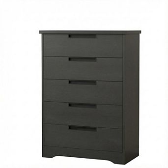 5 Drawer Dresser for Bedroom, Natural Chest of Drawers w/Embedded Handles, Wooden Dresser Organizer