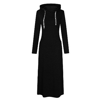 Women Long Sleeve Hoodie Dress with Pocket