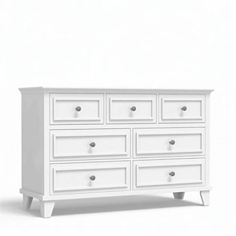 7 Drawer Dresser for Bedroom, 47" W Chest of Drawers w/Deep Drawers, Closet Dressers w/Metal Handle