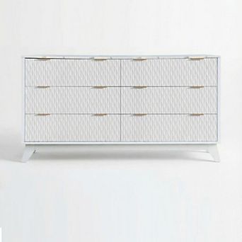 54 in Drip Pattern Six-Drawer Chest w/Faux Marble Top, Farmhouse Dresser, Drawer Storage Organizer