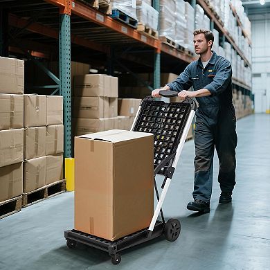 2 Tier Collapsible Shopping Cart on Wheels