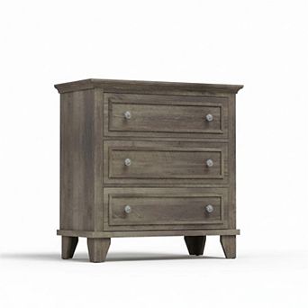 3 Drawer Dresser, Wooden Storage Chest of Drawers w/Exquisite Metal Handles, Small Storage Cabinet