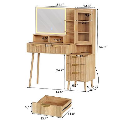 Makeup Vanity Desk with Lights & Power Outlet