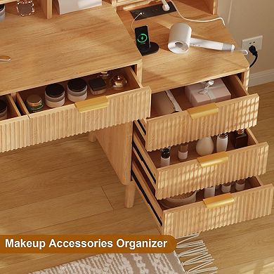 Makeup Vanity Desk with Lights & Power Outlet