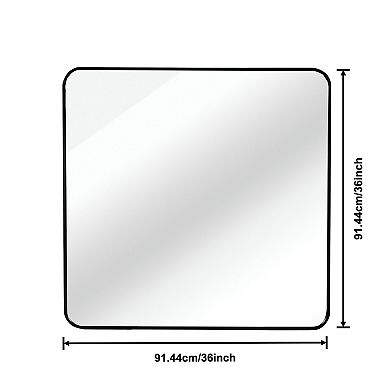 ELEMENT ACE 36-Inch Square Metal Framed Wall Mirror for Bathroom and Living Room Decor