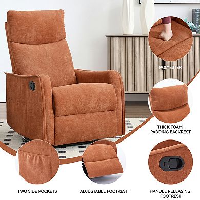 CEWOR Manual Recliner & Swivel Glider with Vibration Massage & Lumbar Heating