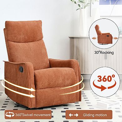 CEWOR Manual Recliner & Swivel Glider with Vibration Massage & Lumbar Heating