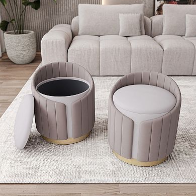 GOODSILO Tufted Velvet Ottoman with Hidden Storage Compartment