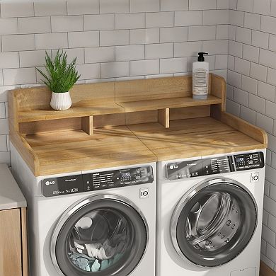 ELEMENT ACE Laundry Room Washer Dryer Countertop Organizer with Double Layer Storage Shelf