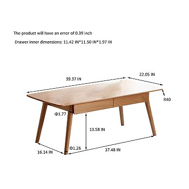 GOODSILO Solid Wood Coffee Table with Storage Shelf for Home Office and Living Room