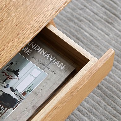 GOODSILO Solid Wood Coffee Table with Storage Shelf for Home Office and Living Room