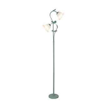 ELEMENT ACE Vintage Floral Floor Lamp with Acrylic Shade and LED Lighting for Living Spaces