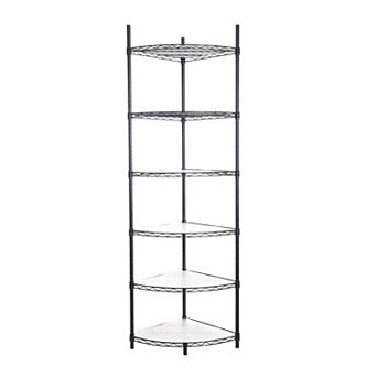 CEWOR 6 tier Corner Shelving Unit, Adjustable Triangle Storage Rack for Bathroom Kitchen Living Room