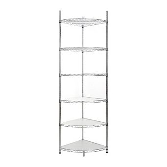 CEWOR 6 tier Corner Shelving Unit, Adjustable Triangle Storage Rack for Bathroom Kitchen Living Room