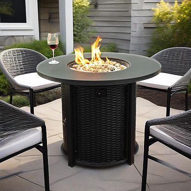 32" Propane Gas Fire Pit Table, 50000 BTU Round Steel Fire Pit