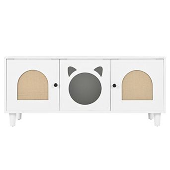 ELEMENT ACE Modern Cat Cabinet Enclosure with Sisal Scratcher and Storage Side Table