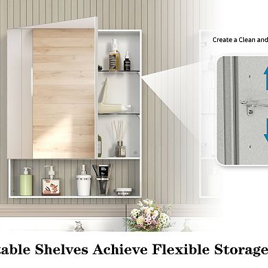 ELEMENT ACE Wall Mirror Cabinet with Adjustable Shelves for Bathroom Storage