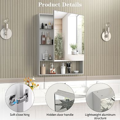 ELEMENT ACE Wall Mirror Cabinet with Adjustable Shelves for Bathroom Storage
