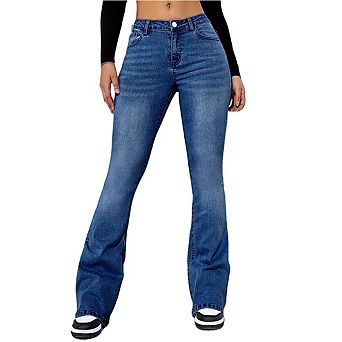 Women's Flare Jeans High Waisted Bell Bottom Denim Pants with Pockets