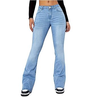 Women's Flare Jeans High Waisted Bell Bottom Denim Pants with Pockets
