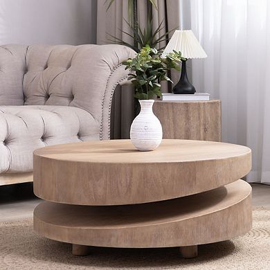 GOODSILO Contemporary Round Two-Tier Accent Table for Modern Living Room Decor