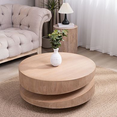 GOODSILO Contemporary Round Two-Tier Accent Table for Modern Living Room Decor