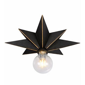 ELEMENT ACE Industrial Star Flush Mount Ceiling Light with Gold Edge for Modern Decor
