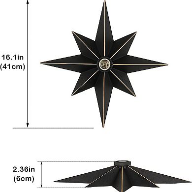 ELEMENT ACE Industrial Star Flush Mount Ceiling Light with Gold Edge for Modern Decor