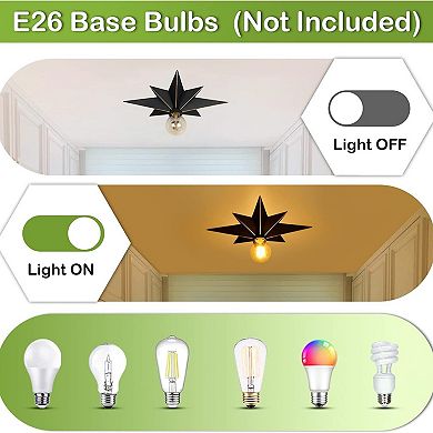 ELEMENT ACE Industrial Star Flush Mount Ceiling Light with Gold Edge for Modern Decor