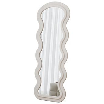 ELEMENT ACE Full Length Wave Design Floor Mirror with Flannel Cover for Living Room or Bedroom
