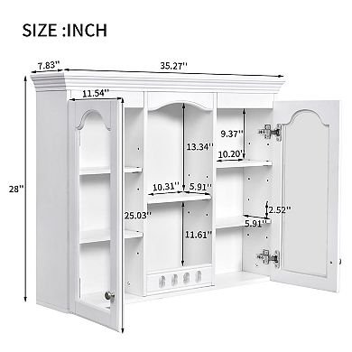 ELEMENT ACE Wall Mounted Bathroom Cabinet with Adjustable Shelves & Dual Glass Doors