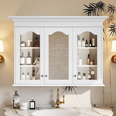 ELEMENT ACE 40-Inch Wall Mounted Bathroom Cabinet with Mirror and Adjustable Storage Shelves