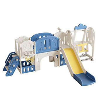 ELEMENT ACE Versatile Toddler Activity Slide and Playset with Basketball Hoop and Swing