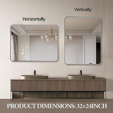 ELEMENT ACE 24x32 Inch Metal Framed Rectangular Wall Bathroom Mirror with Shatterproof Film