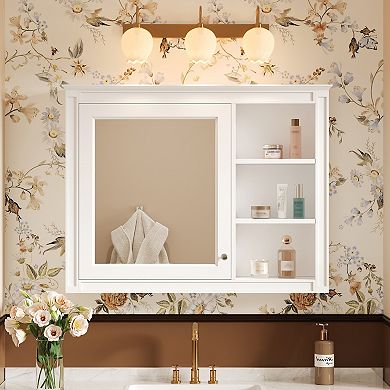 ELEMENT ACE Wall Mounted Bathroom Mirror Cabinet with Adjustable Shelf for Organized Storage