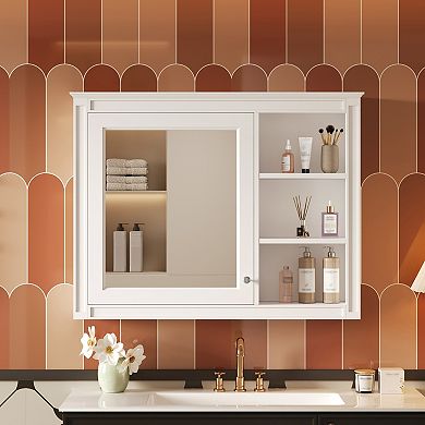 ELEMENT ACE Wall Mounted Bathroom Mirror Cabinet with Adjustable Shelf for Organized Storage