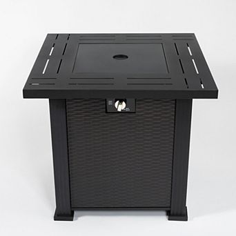 28" Propane Gas Fire Pit Table, 50000 BTU Square Steel Fire Pit