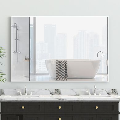 ELEMENT ACE Oversized Modern Rectangle Wall Mirror with Sleek Aluminum Frame for Bathroom