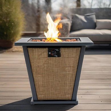 28" Propane Gas Fire Pit Table, 50000 BTU Square Steel Fire Pit