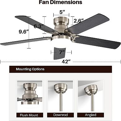 ELEMENT ACE 42 Inch Modern Indoor Outdoor Ceiling Fan with LED Light and Remote Control