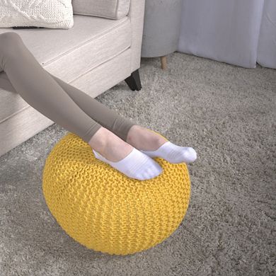 GOODSILO Versatile Knitted Cotton Round Pouf for Modern Home Decor