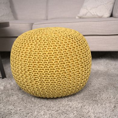 GOODSILO Versatile Knitted Cotton Round Pouf for Modern Home Decor