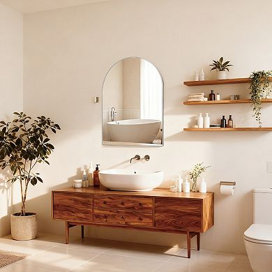 ELEMENT ACE Arched Wall Mirror with Metal Frame for Modern Bathroom Decor