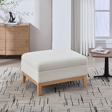 GOODSILO Upholstered Square Storage Ottoman Footrest Coffee Table