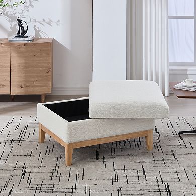 GOODSILO Upholstered Square Storage Ottoman Footrest Coffee Table