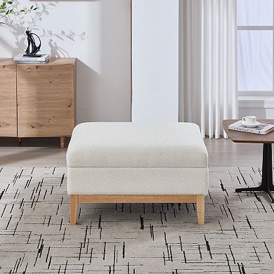 GOODSILO Upholstered Square Storage Ottoman Footrest Coffee Table